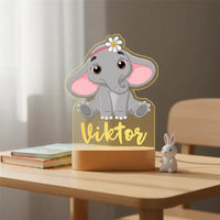 Cute Elephant Personalized Animal Night Light Custom Name Acrylic Lamp for Baby or Kids Bedroom