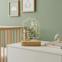 Baby Unicorn Personalized kids Night Light Custom Name Acrylic Lamp for Kids Bedroom or Nursery