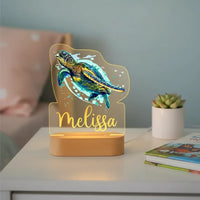 Turtle Personalized Night Light Custom Name Acrylic Lamp for Baby or Kids Bedroom