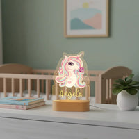 Sparkly Unicorn Personalized Night Light Custom Name Acrylic Lamp Baby Girl’s Room