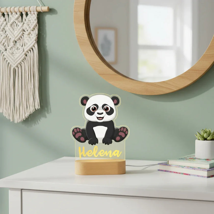 Panda Personalized Kids's Animal Night Light Custom Name Acrylic Lamp Baby Kids Bedroom Decor