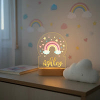 Personalized Rainbow Night Light Custom Name Acrylic Lamp for Baby Room and Kids Bedroom