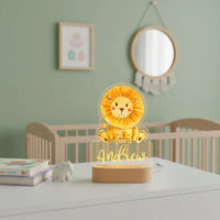Lion Personalized Kids Animal Night Light Custom Name Acrylic Lamp for Baby's Room and Kids Bedroom