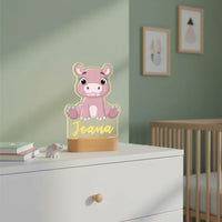 Hippo Personalized Animal Night Light Custom Name Acrylic Lamp for Baby Nursery and Kids Bedroom