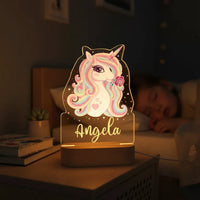 Sparkly Unicorn Personalized Night Light Custom Name Acrylic Lamp Baby Girl’s Room