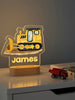 Yellow Bulldozer Personalized kids Night Light Custom Name Acrylic Lamp for Kids Bedroom or Nursery