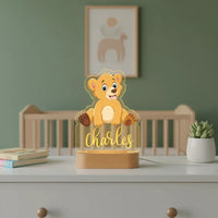 Golden Lion Cub Personalized kids Night Light Custom Name Acrylic Lamp for Kids Bedroom or Nursery