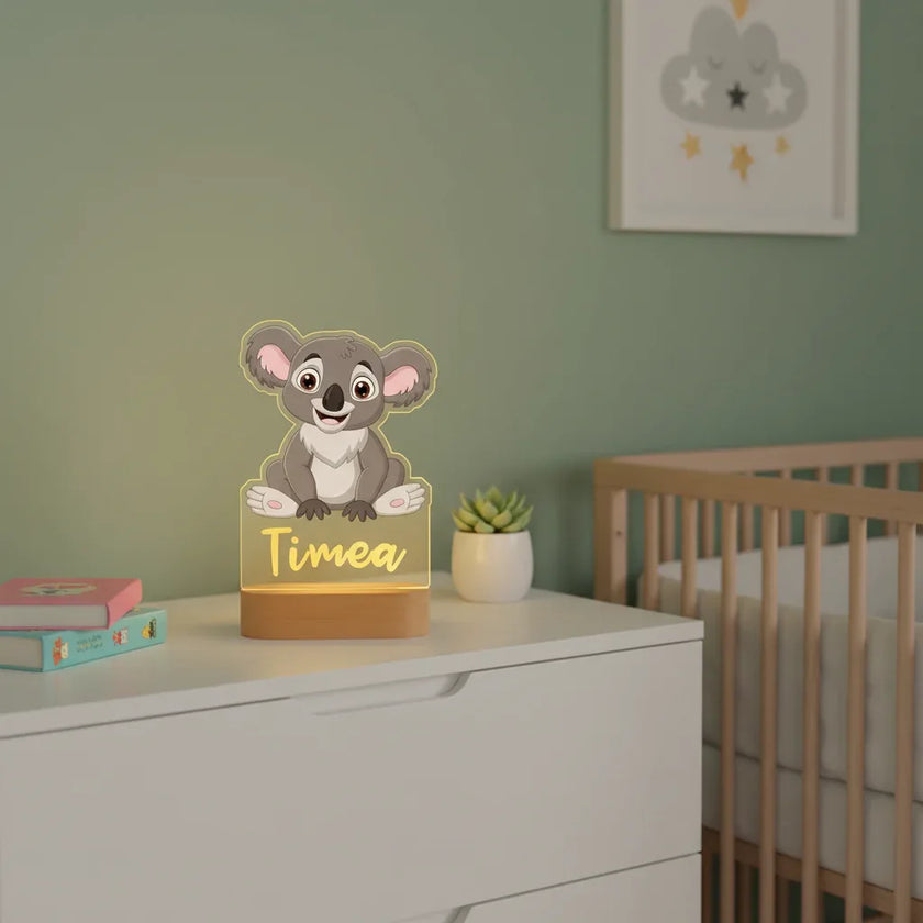 Koala Personalized Kids Animal Night Light Custom Name Acrylic Lamp for Kids Bedroom