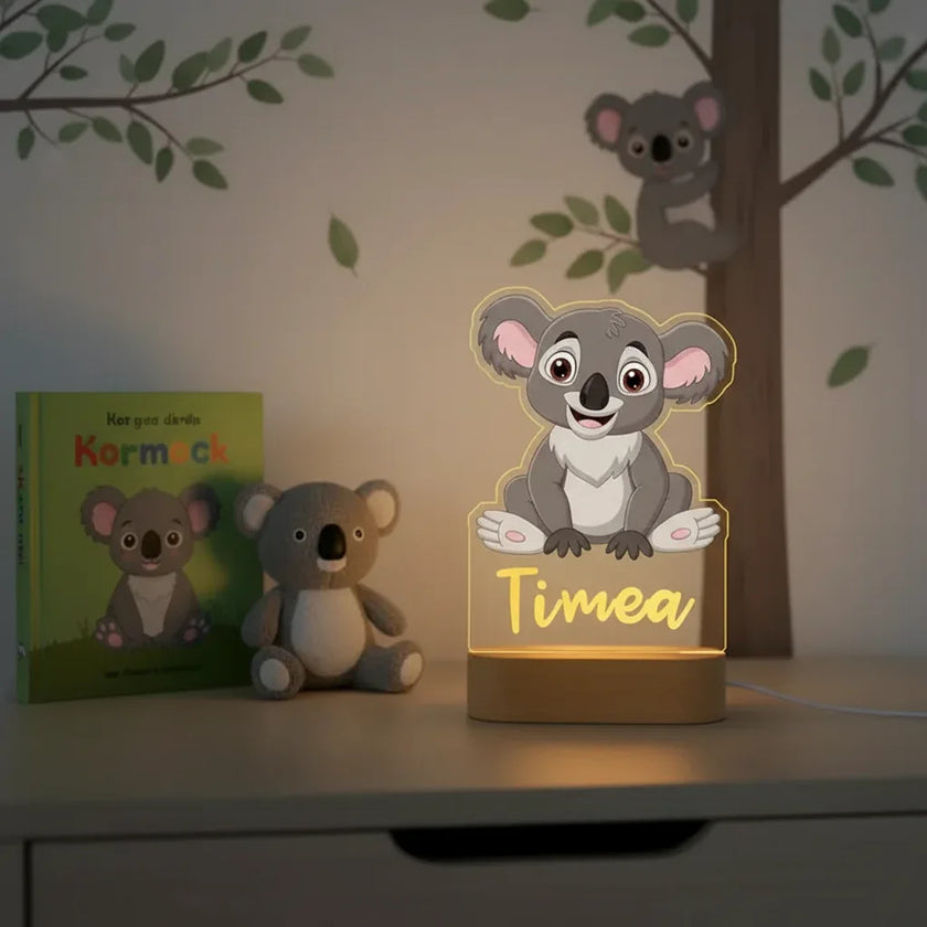 Koala Personalized Kids Animal Night Light Custom Name Acrylic Lamp for Kids Bedroom