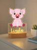 Pink Piglet Personalized Children's Animal Night Light Custom Name Acrylic for Lamp Baby or Kids Bedroom