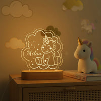 Baby Unicorn Personalized kids Night Light Custom Name Acrylic Lamp for Kids Bedroom or Nursery