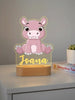 Hippo Personalized Animal Night Light Custom Name Acrylic Lamp for Baby Nursery and Kids Bedroom