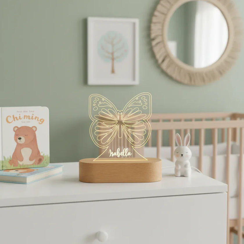 Butterfly Personalized kids Night Light Custom Name Acrylic Lamp for Kids Bedroom or Nursery