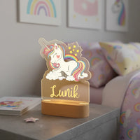 Personalized Unicorn Night Light Custom Name Acrylic Lamp for Baby’s Room or Kids’ Bedroom