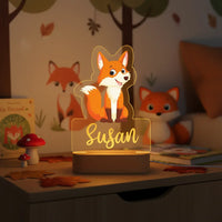 Fox Personalized Animal Night Light Custom Name Acrylic Lamp for Baby and Kids Bedroom