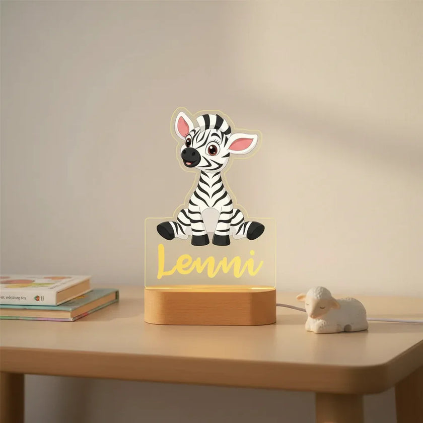 Personalized Children Animal Night Light Custom Name Acrylic Lamp Baby Kids Bedroom Decoration Neonate Birthday Christmas Gift