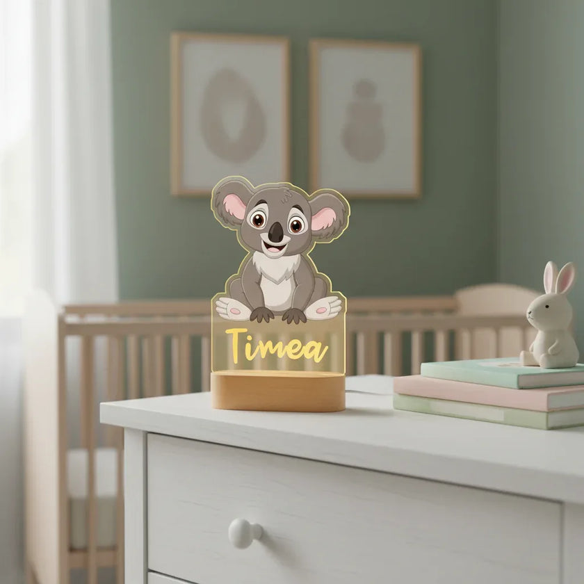 Koala Personalized Kids Animal Night Light Custom Name Acrylic Lamp for Kids Bedroom