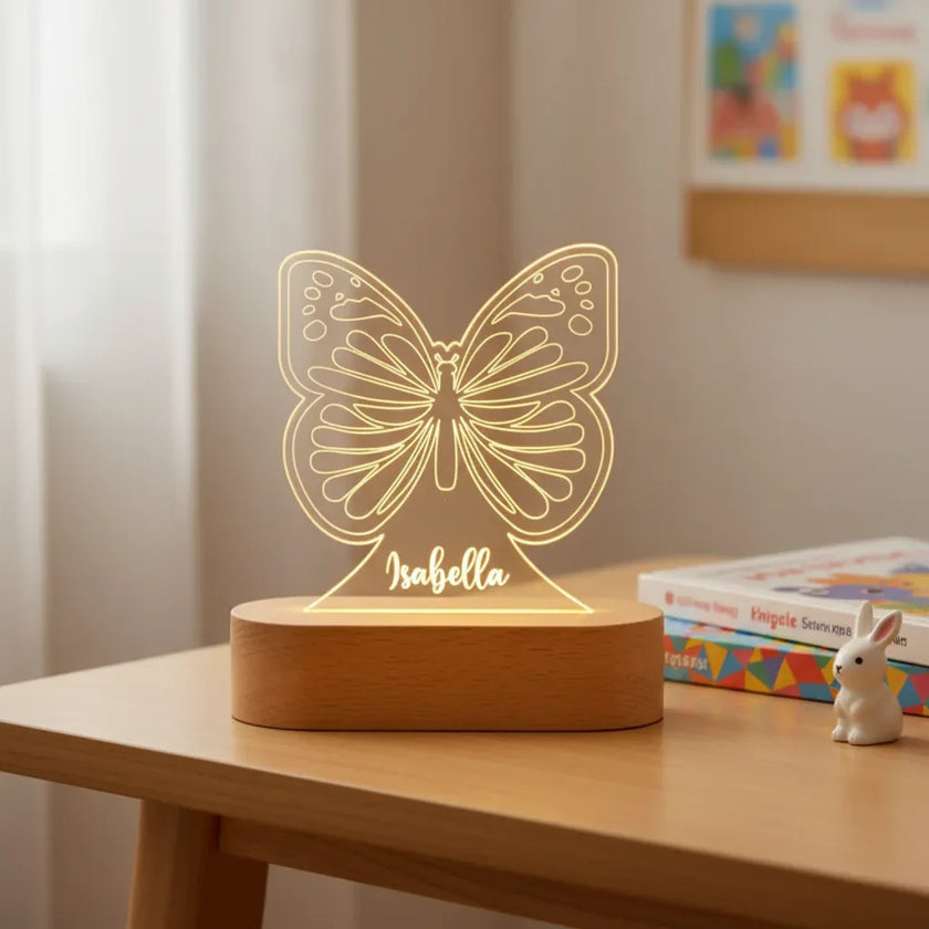 Butterfly Personalized kids Night Light Custom Name Acrylic Lamp for Kids Bedroom or Nursery