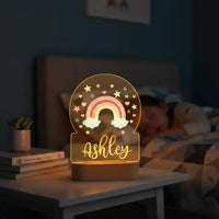 Personalized Rainbow Night Light Custom Name Acrylic Lamp for Baby Room and Kids Bedroom