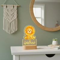 Lion Personalized Kids Animal Night Light Custom Name Acrylic Lamp for Baby's Room and Kids Bedroom