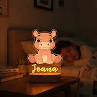 Hippo Personalized Animal Night Light Custom Name Acrylic Lamp for Baby Nursery and Kids Bedroom