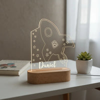 Rocket Night Light Personalized Children's Name Lamp Custom Kids or Newborn Bedroom Decor
