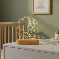 Baby Unicorn Personalized kids Night Light Custom Name Acrylic Lamp for Kids Bedroom or Nursery