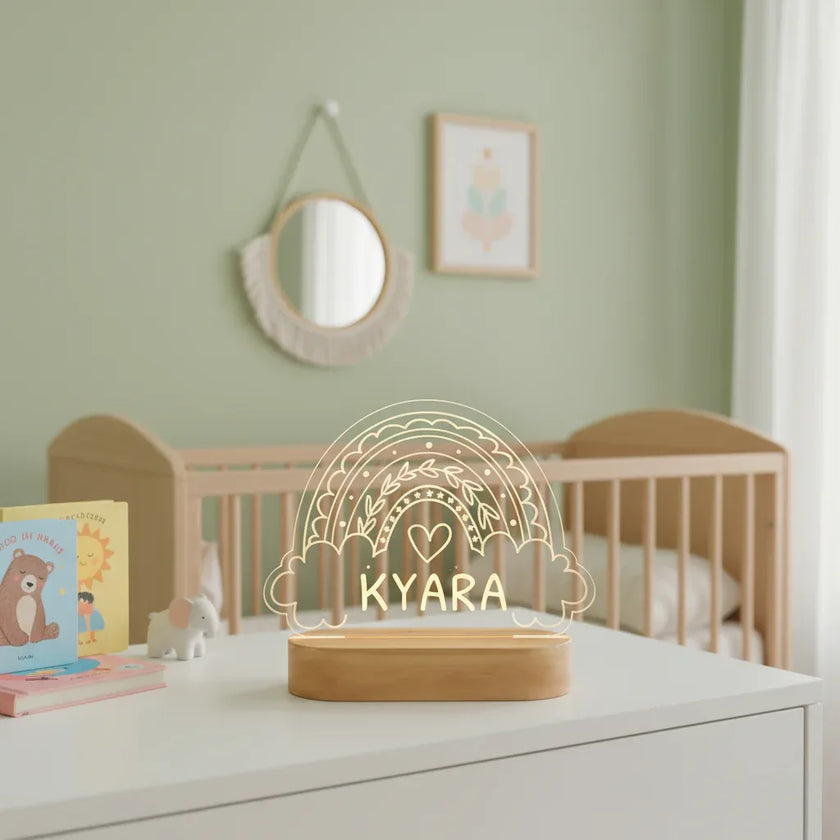 Rainbow Night Light Personalized Children's Name Lamp Custom Nursery Newborn Bedroom