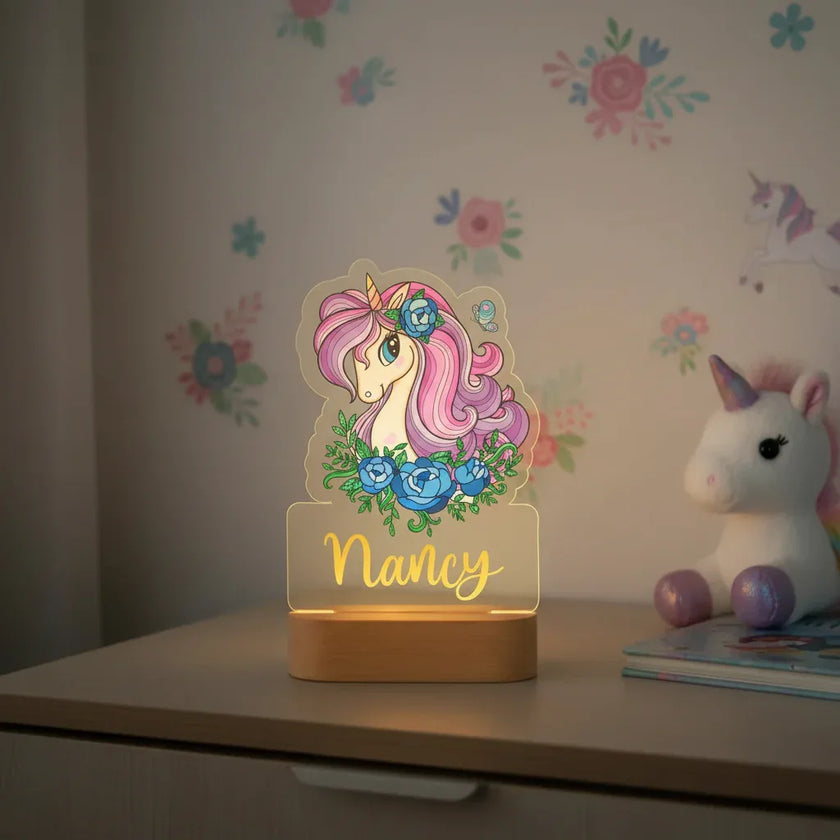 Personalized Children Animal Night Light Custom Name Acrylic Lamp Baby Kids Bedroom Decoration Neonate Birthday Christmas Gift