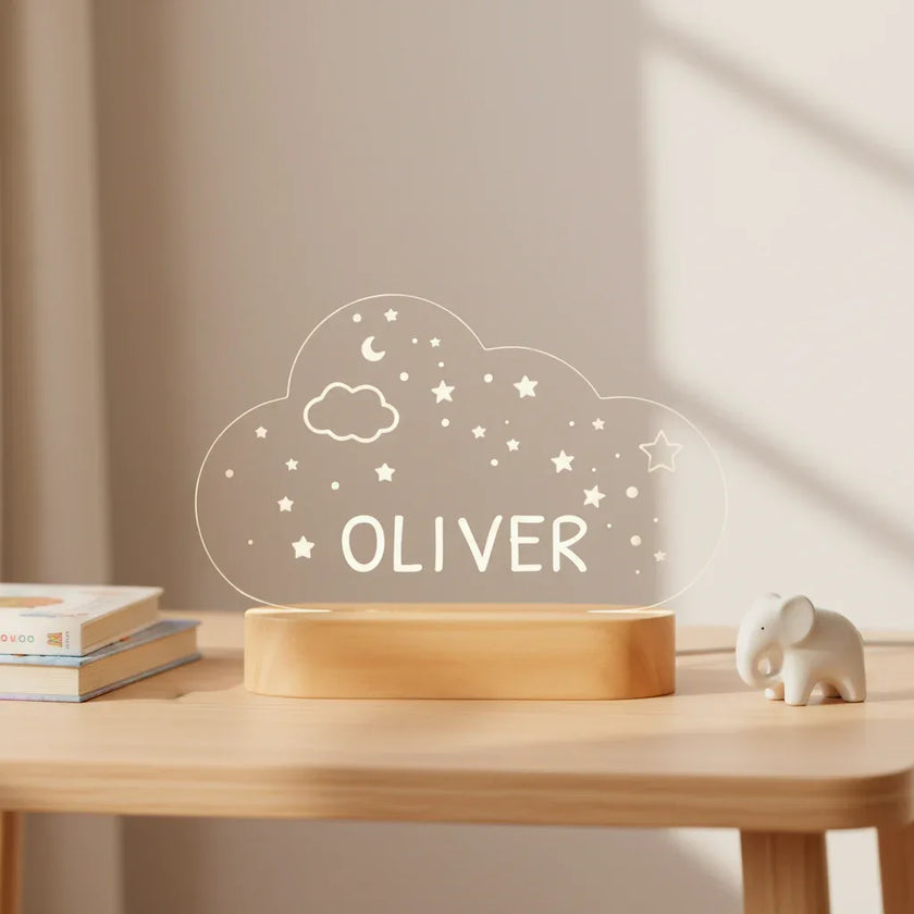 Cloud Personalized kids Night Light Custom Name Acrylic Lamp for Kids Bedroom or Nursery