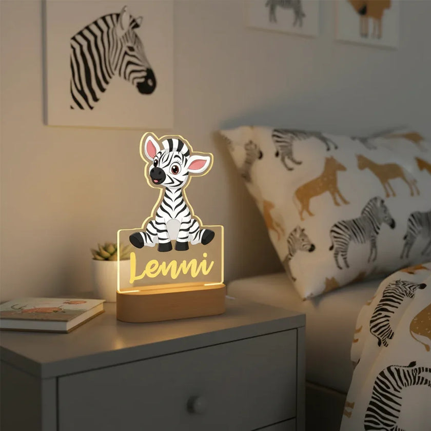 Personalized Children Animal Night Light Custom Name Acrylic Lamp Baby Kids Bedroom Decoration Neonate Birthday Christmas Gift