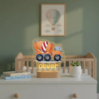 Cement Truck Personalized Night Light Custom Name Acrylic Lamp for Baby or Kids Bedroom
