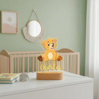 Golden Lion Cub Personalized kids Night Light Custom Name Acrylic Lamp for Kids Bedroom or Nursery