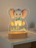 Baby Elephant Personalized Animal Night Light Custom Name Acrylic Lamp for Baby Nursery Kids and Bedroom