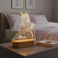 Unicorn on a Rainbow Personalized kids Night Light Custom Name Acrylic Lamp for Kids Bedroom or Nursery