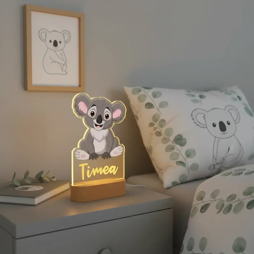 Koala Personalized Kids Animal Night Light Custom Name Acrylic Lamp for Kids Bedroom