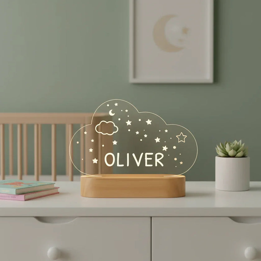 Cloud Personalized kids Night Light Custom Name Acrylic Lamp for Kids Bedroom or Nursery