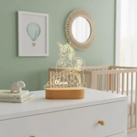 Unicorn on a Rainbow Personalized kids Night Light Custom Name Acrylic Lamp for Kids Bedroom or Nursery