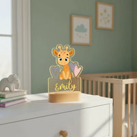 Giraffe with Hearts Personalized Animal Night Light Custom Name Acrylic Lamp for Baby and Kids Bedroom