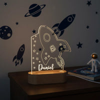Rocket Night Light Personalized Children's Name Lamp Custom Kids or Newborn Bedroom Decor