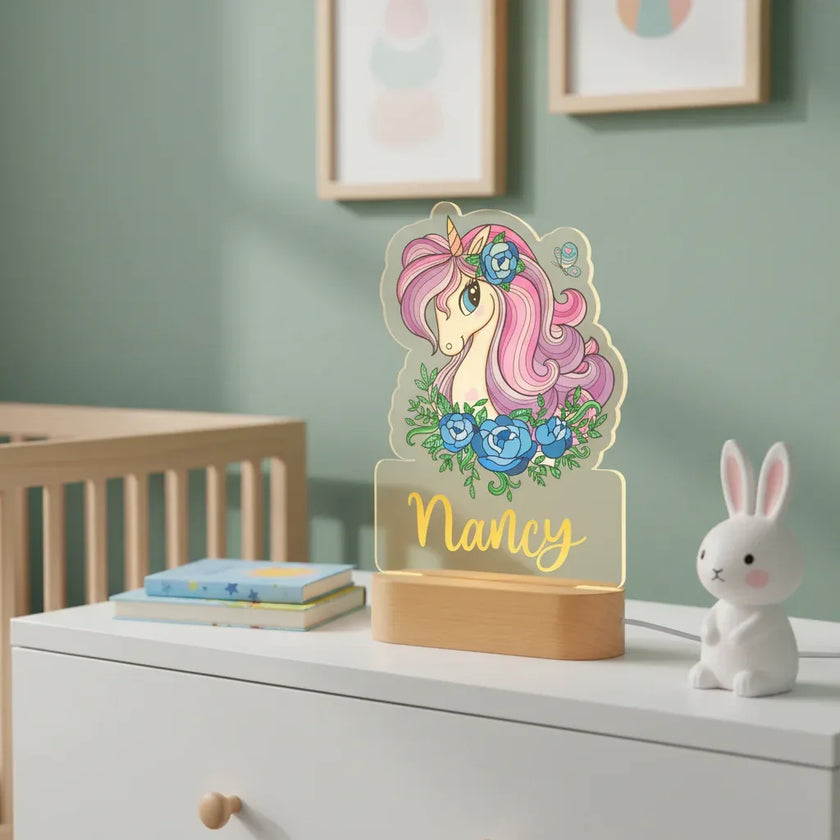 Personalized Children Animal Night Light Custom Name Acrylic Lamp Baby Kids Bedroom Decoration Neonate Birthday Christmas Gift