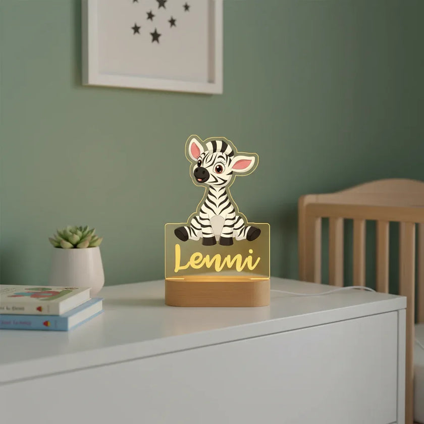 Personalized Children Animal Night Light Custom Name Acrylic Lamp Baby Kids Bedroom Decoration Neonate Birthday Christmas Gift