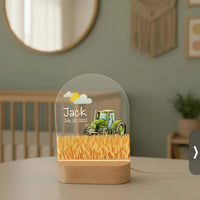 Green Tractor Personalized Night Light Custom Name Light for Kids Bedroom - Custom Table Lamps