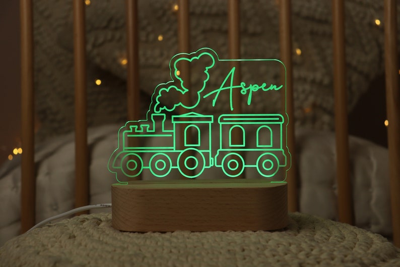 Train personalized night lamp with the child's name