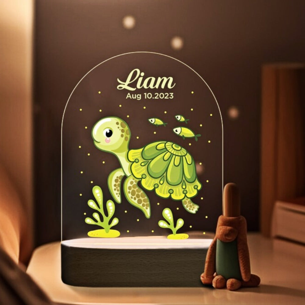 green turtle personalized night light