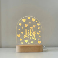 custom name lamp for kids with heart-shaped engravings