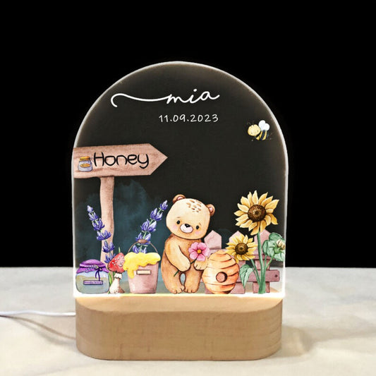 honey bear personalized led night light