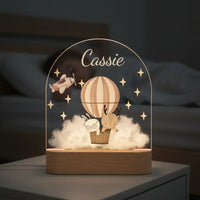 Personalized Bunny & Deer Night Light for Kids Custom Name Bedside Lamp - Custom Table Lamps