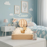 Personalized Bunny & Deer Night Light for Kids Custom Name Bedside Lamp - Custom Table Lamps