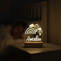Personalized Air Balloons & Rainbow Night Light Custom Name Kids Lamp - Custom Table Lamps
